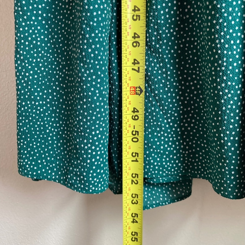 Max Studio Green Polka Dot Tiered Maxi Dress Ruffle V-Neck Smocked Waist Medium - Picture 7 of 8
